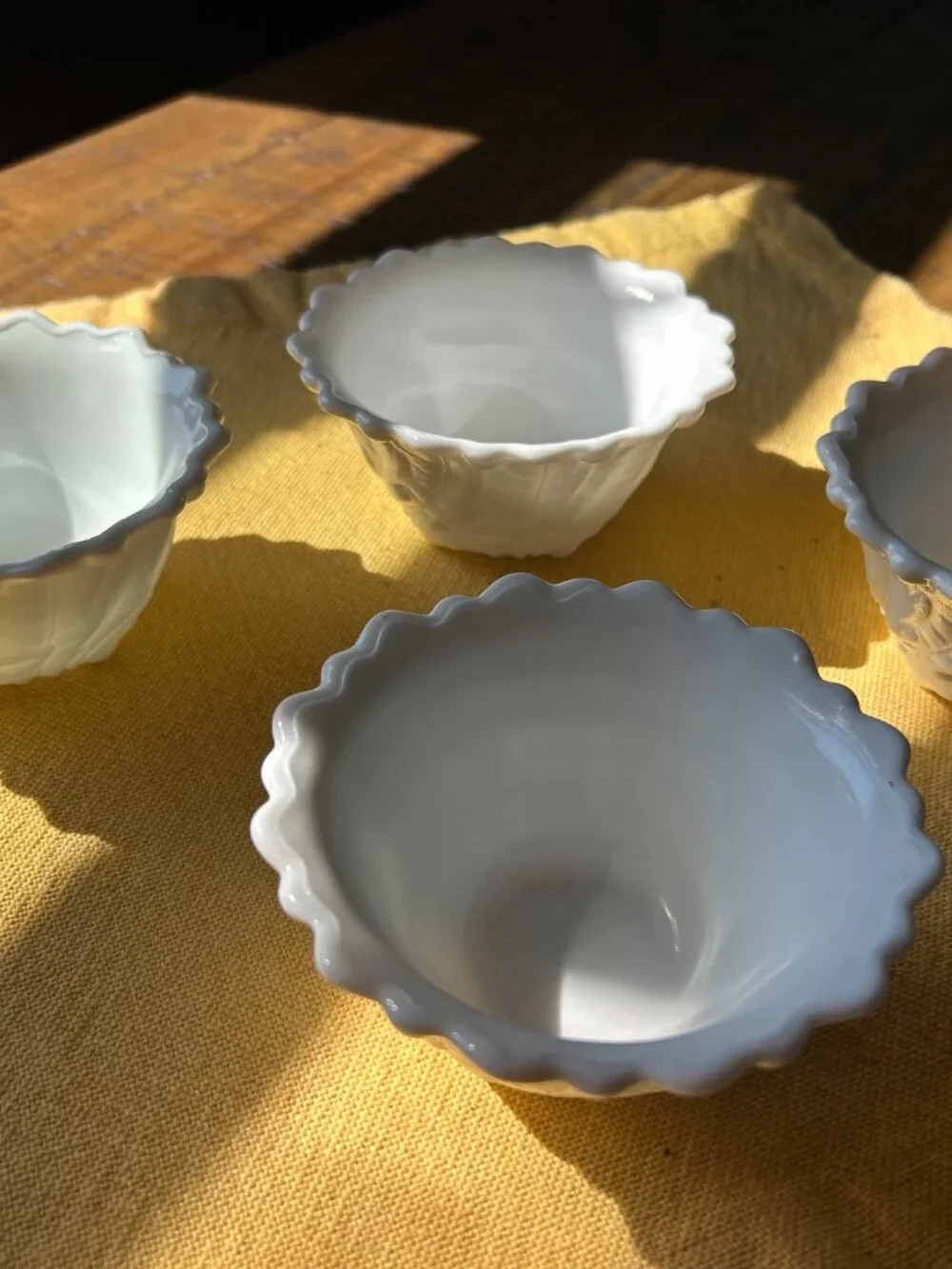 Vintage Footed  Indiana Glass bowls   Wild Rose Milk Glass Floral dessert bowls